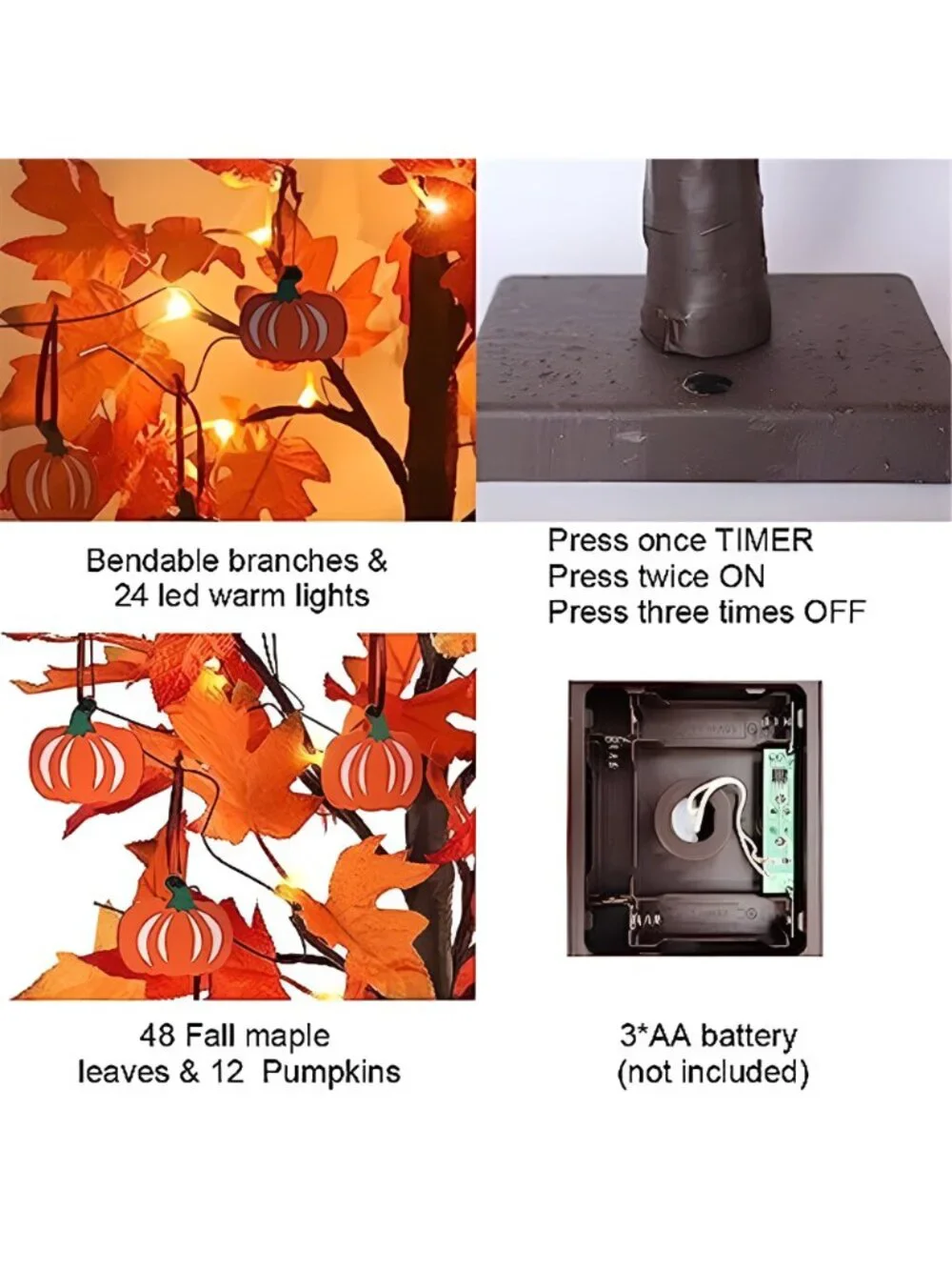 Fall Decorations for Home, Thanksgiving Decorations, 24”2FT Lighted Maple